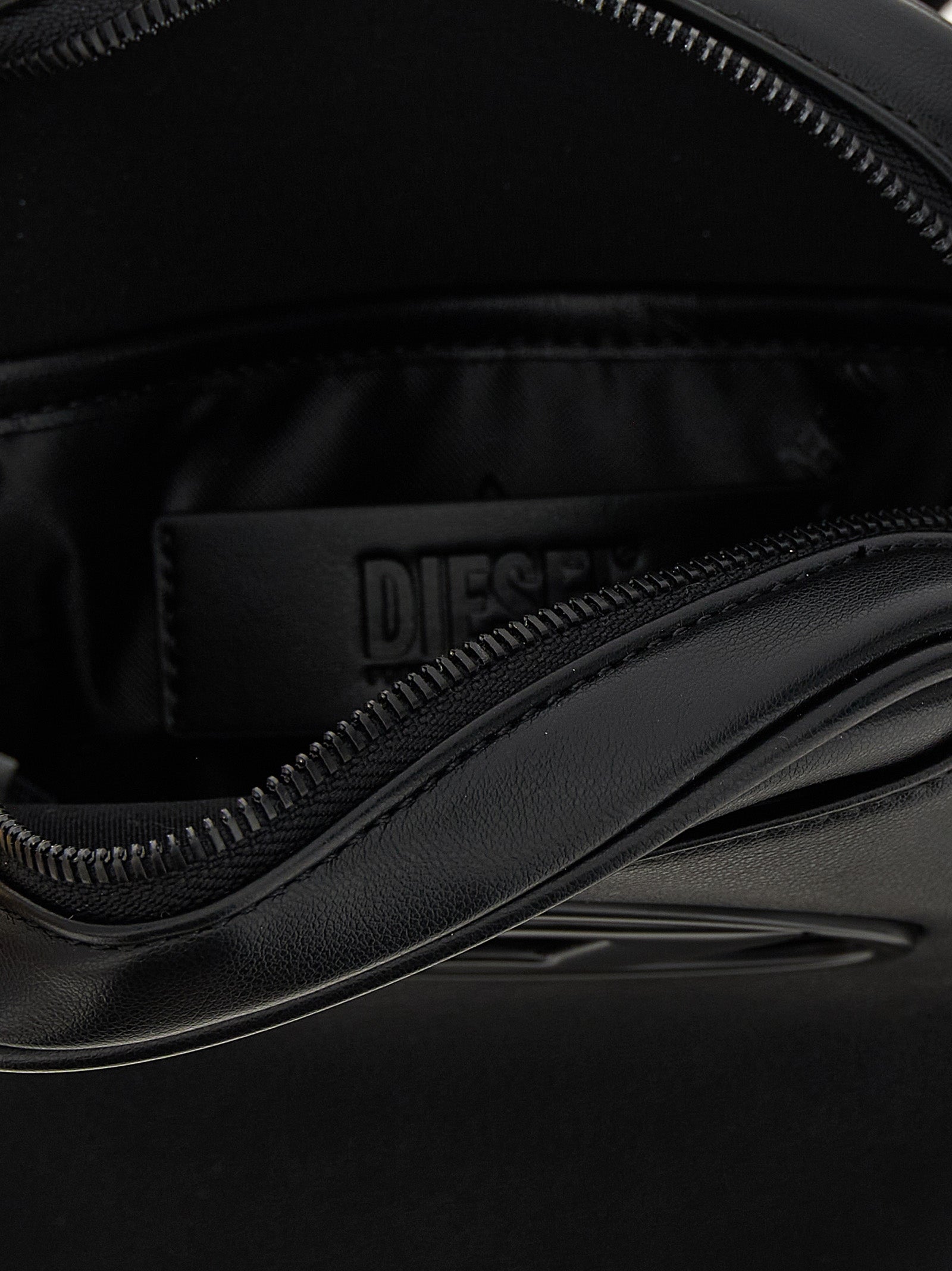 Black Polyurethane Holi D Crossbody Bag