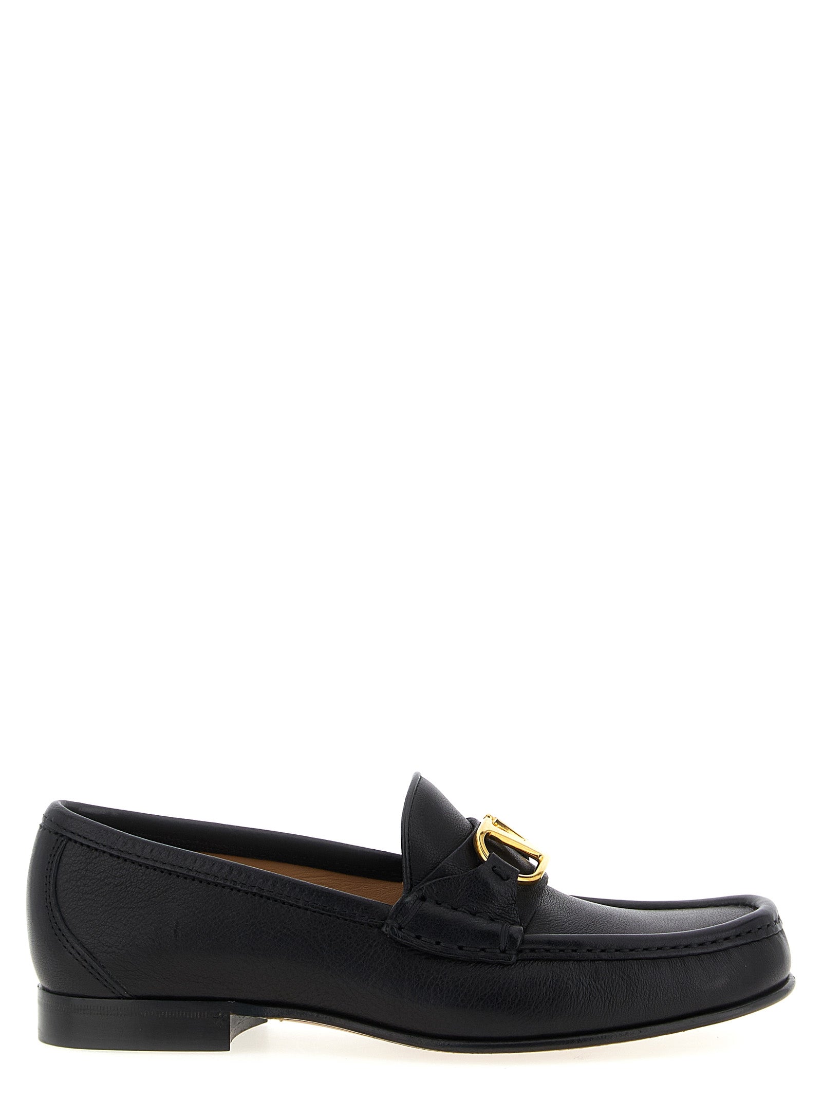 Black Buffalo Leather Slip-On Loafers