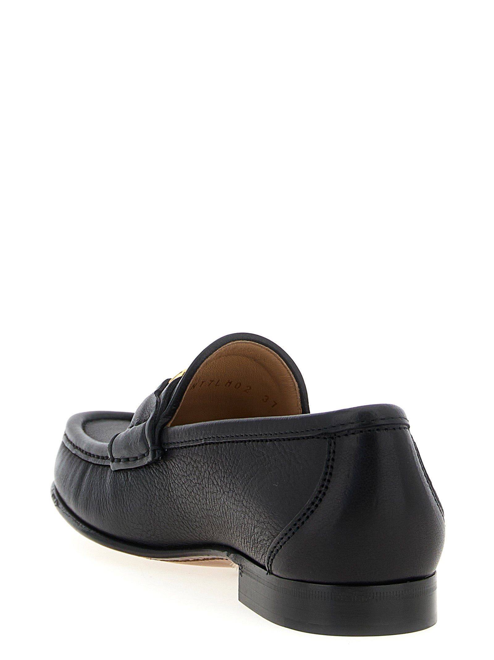 Black Buffalo Leather Slip-On Loafers