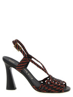 Two-Tone Woven Polyurethane Stiletto Sandals