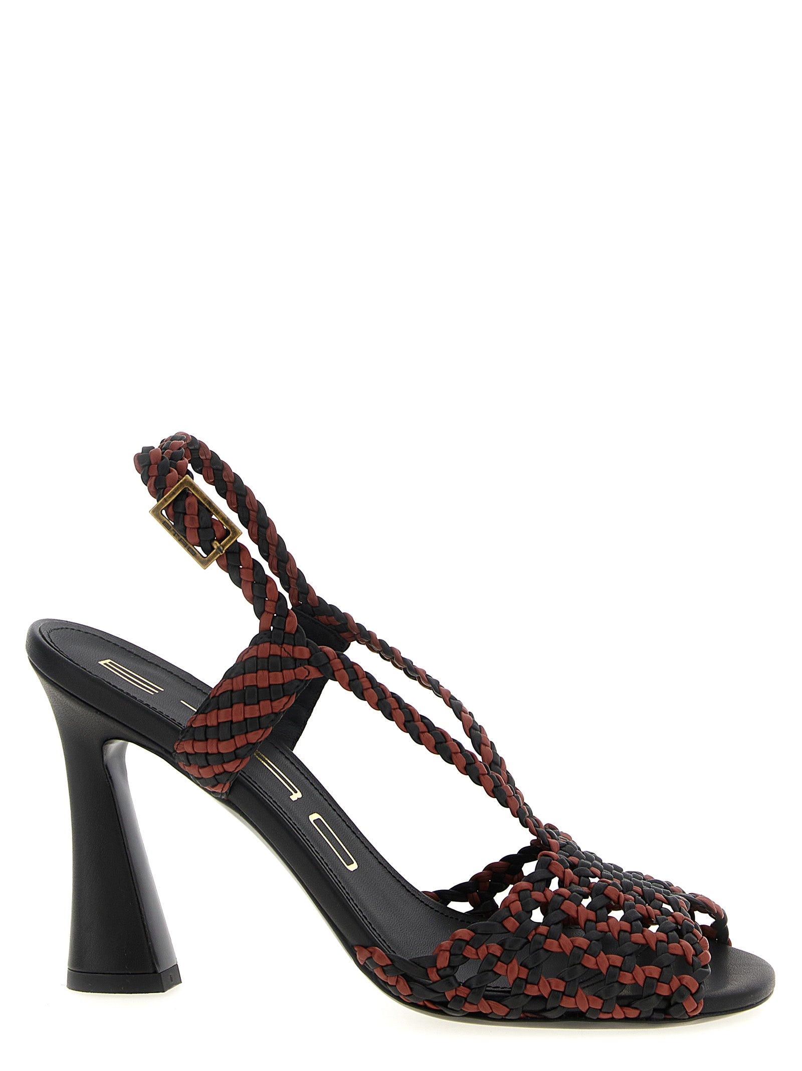 Two-Tone Woven Polyurethane Stiletto Sandals