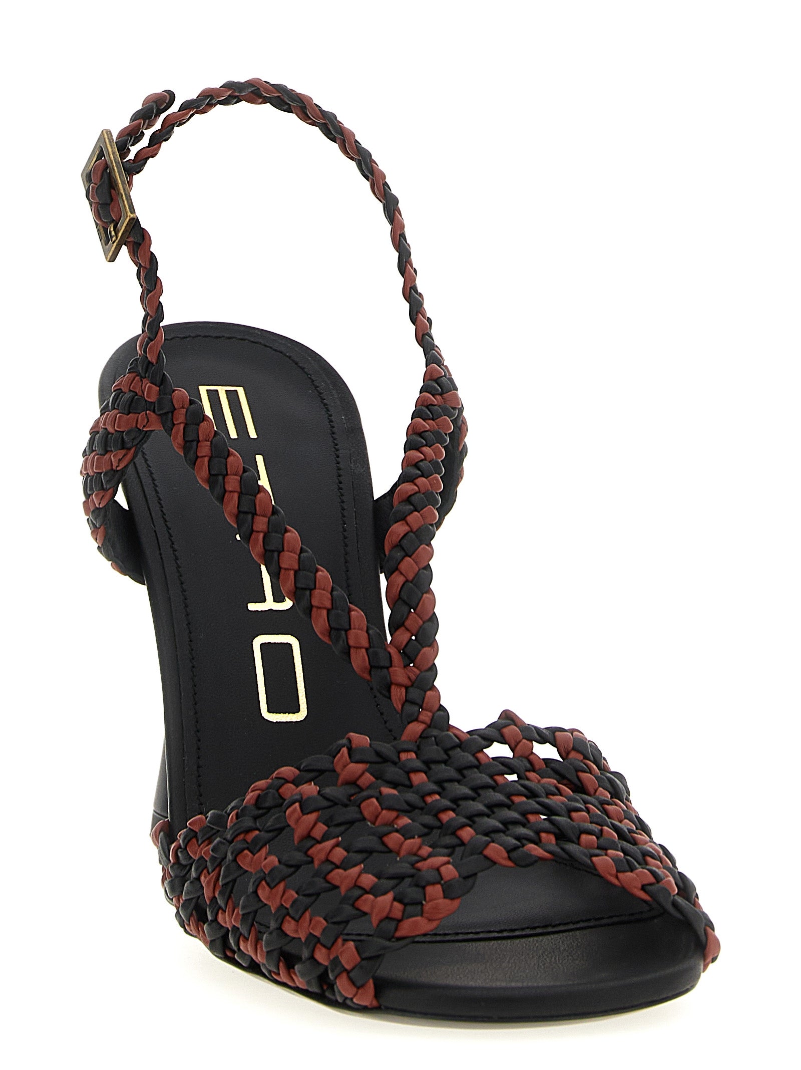 Two-Tone Woven Polyurethane Stiletto Sandals