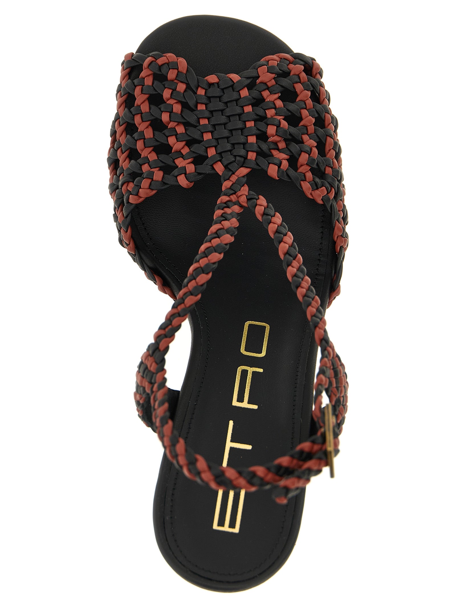 Two-Tone Woven Polyurethane Stiletto Sandals