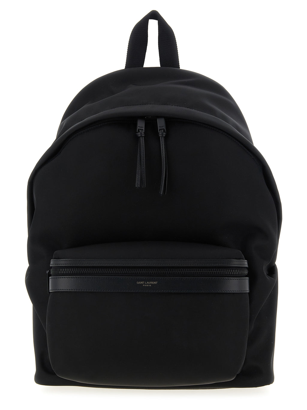 Black Polyamide Backpack with Leather Inserts