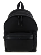 Black Polyamide Backpack with Leather Inserts
