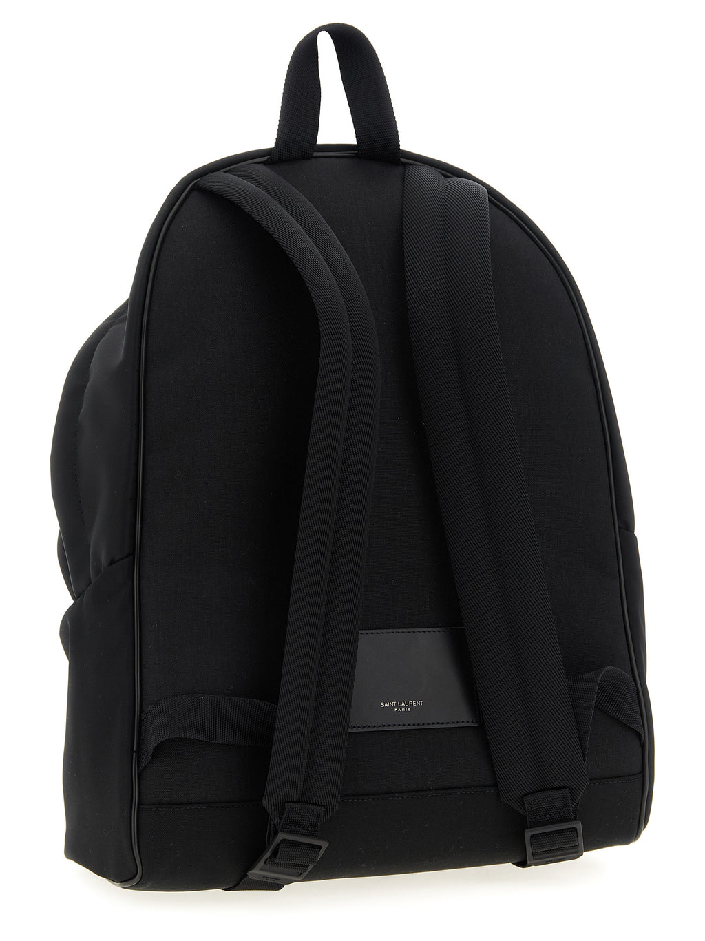 Black Polyamide Backpack with Leather Inserts