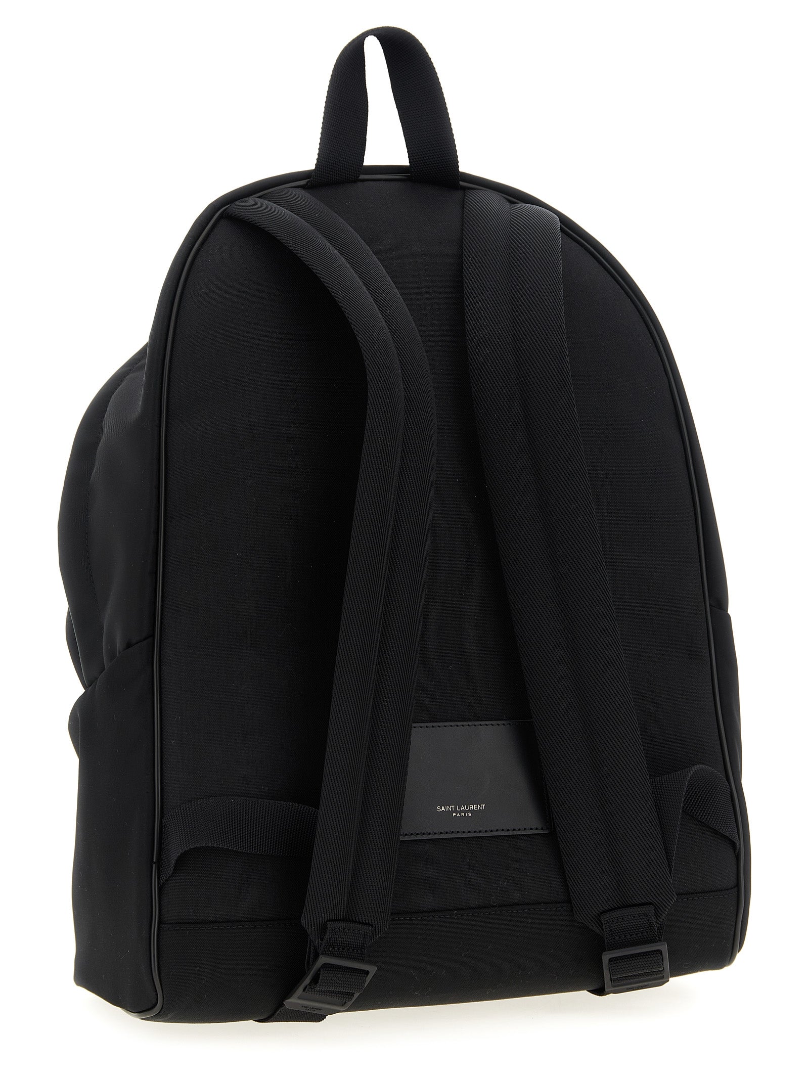 Black Polyamide Backpack with Leather Inserts