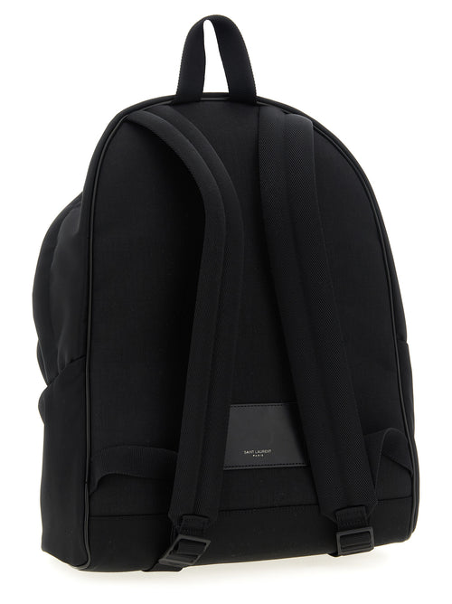 Black Polyamide Backpack with Leather Inserts