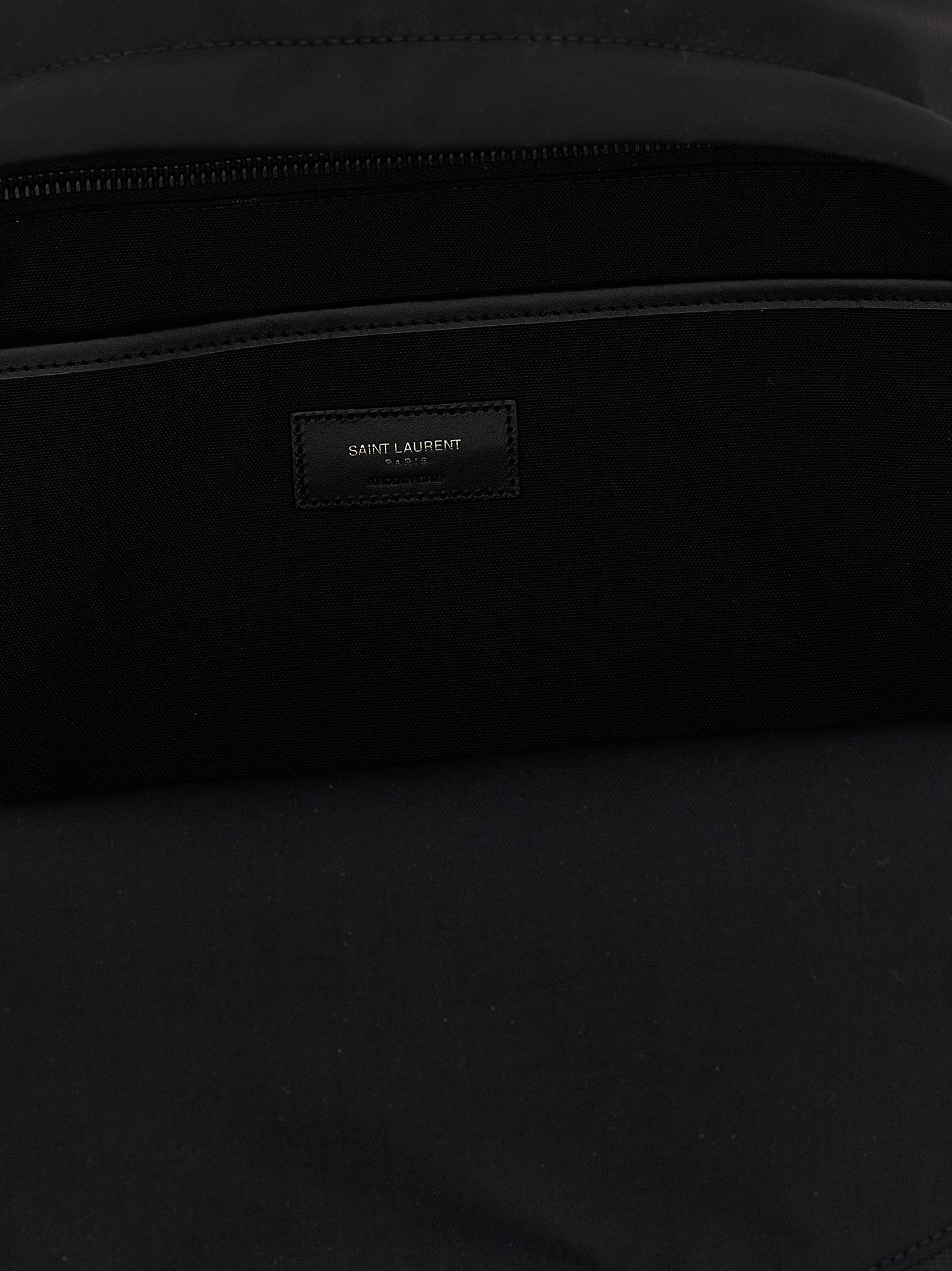 Black Polyamide Backpack with Leather Inserts