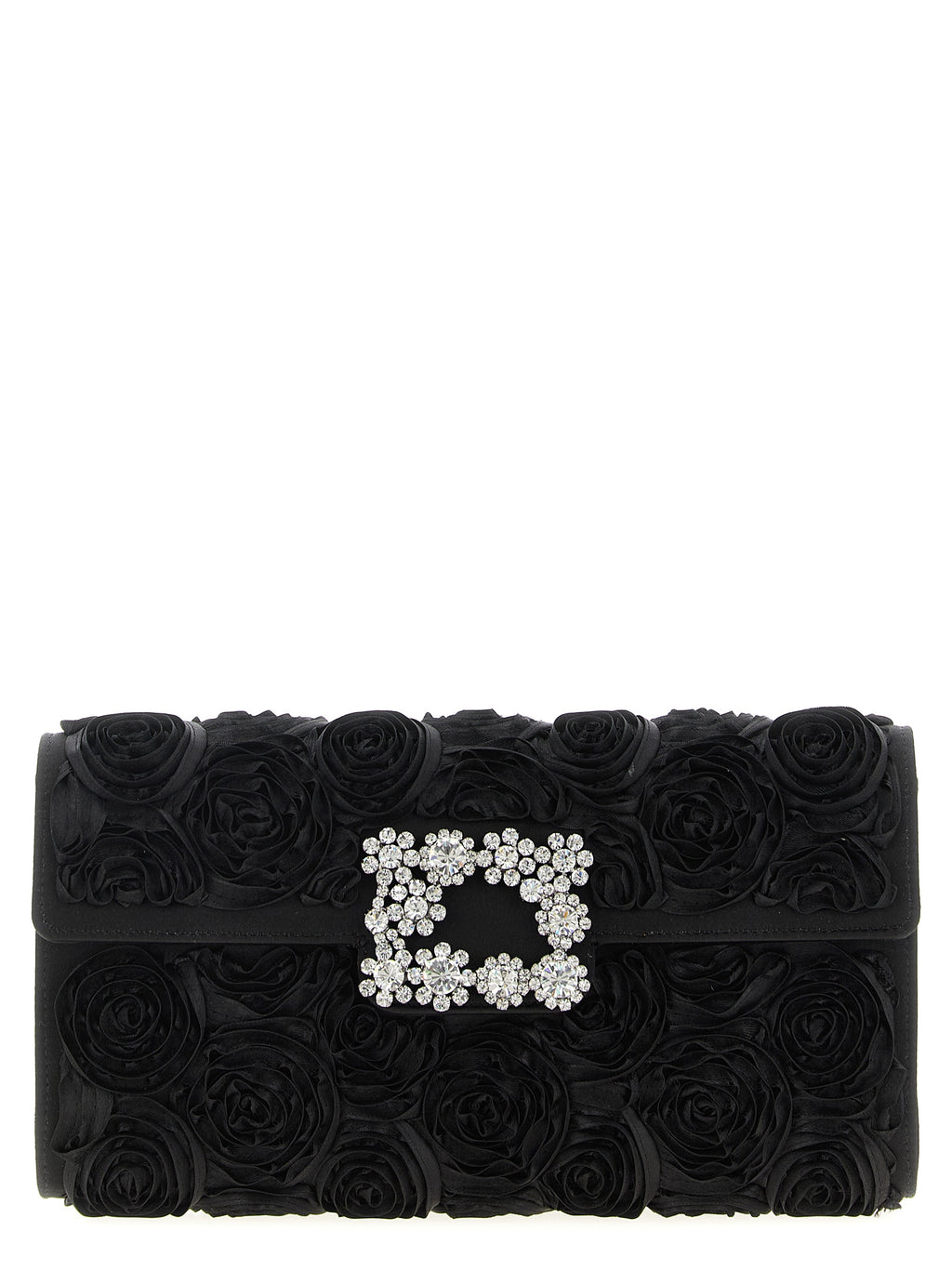 Black Satin Efflorescence Clutch