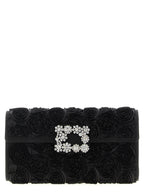 Black Satin Efflorescence Clutch