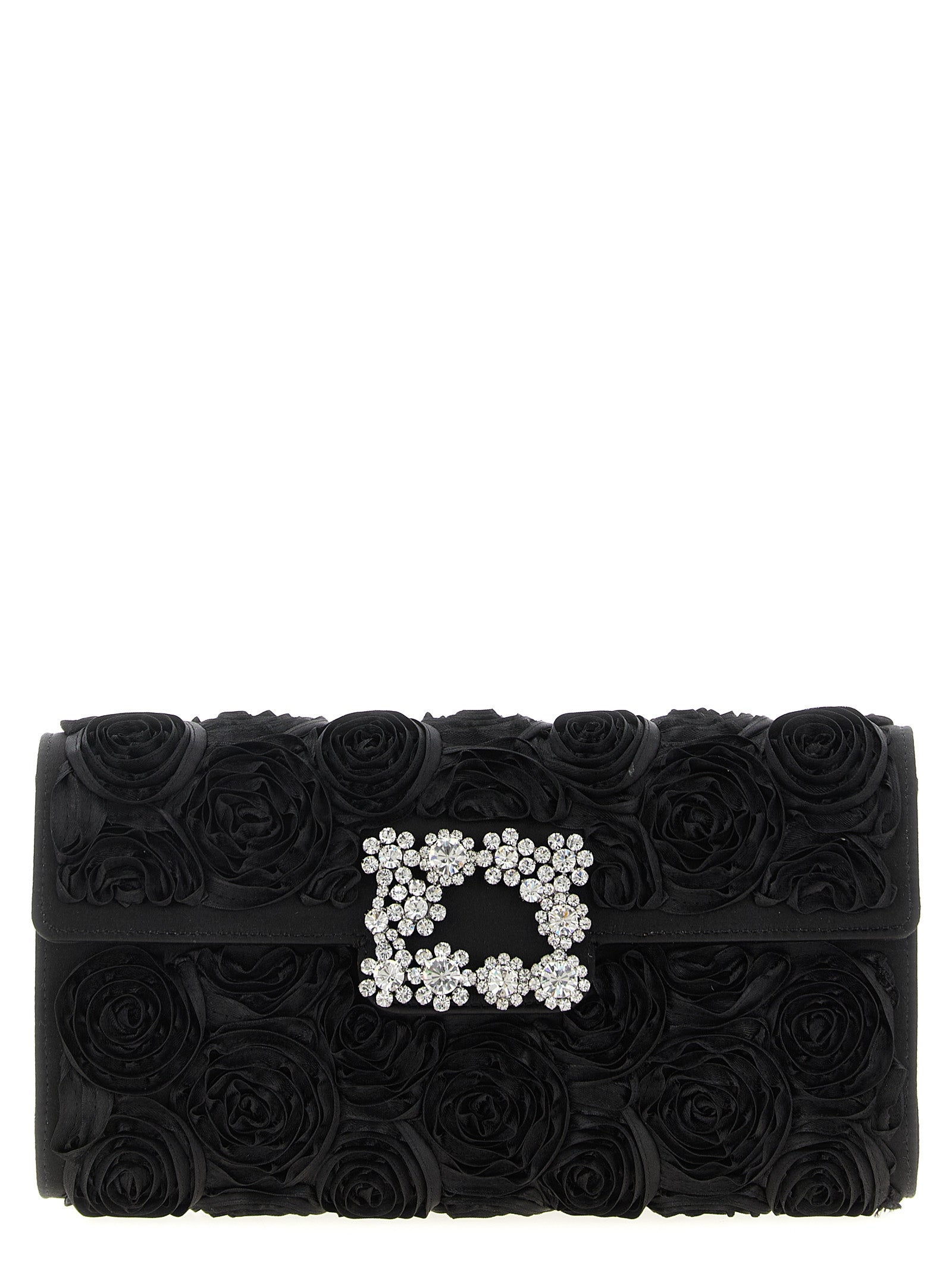 Black Satin Efflorescence Clutch