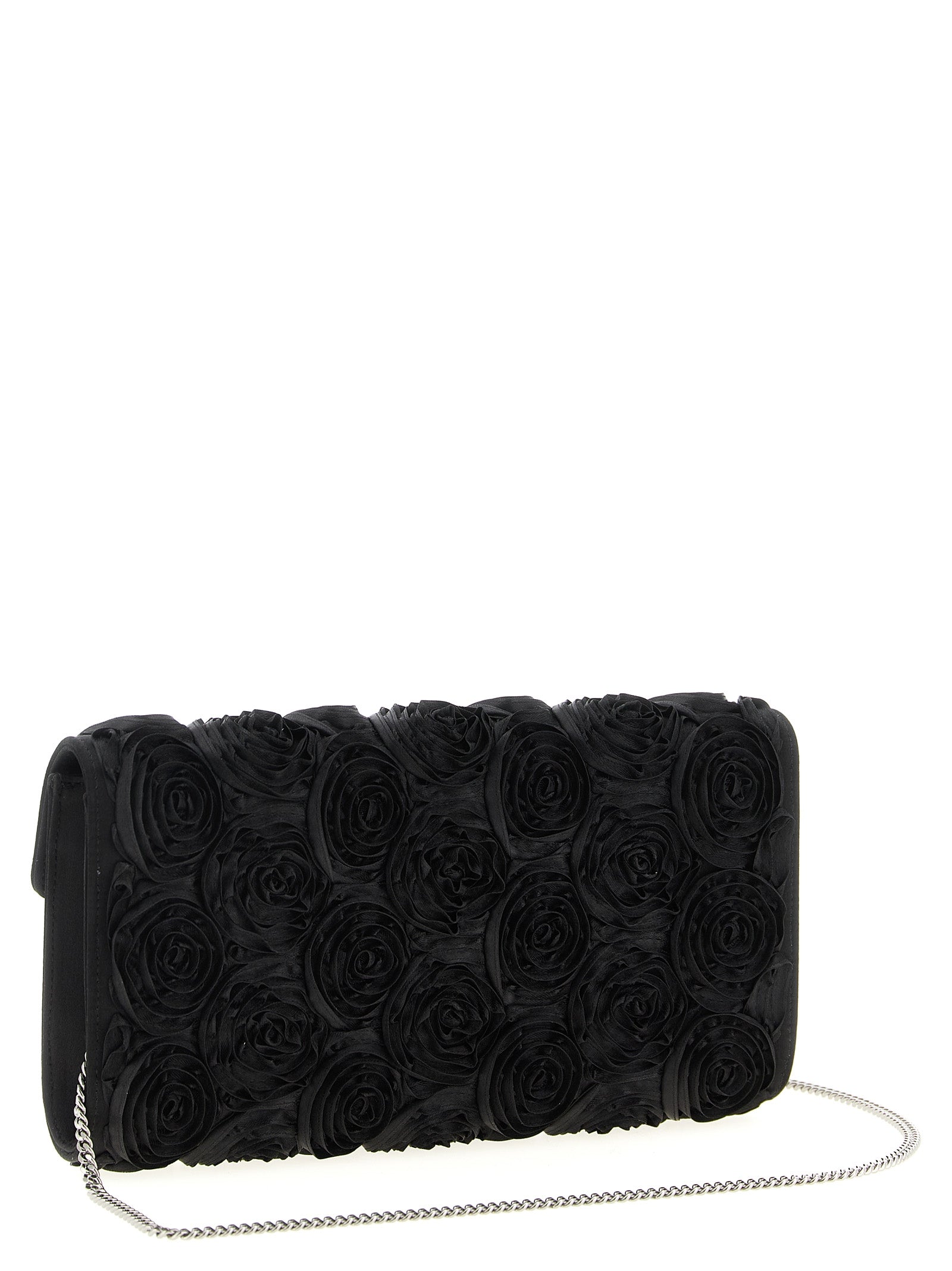 Black Satin Efflorescence Clutch