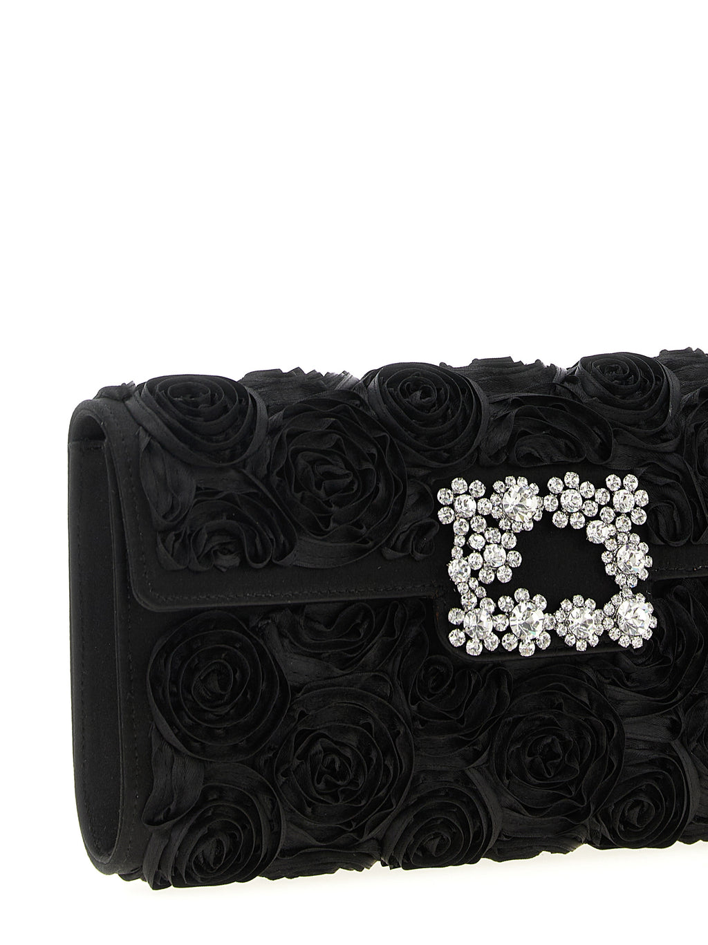 Black Satin Efflorescence Clutch