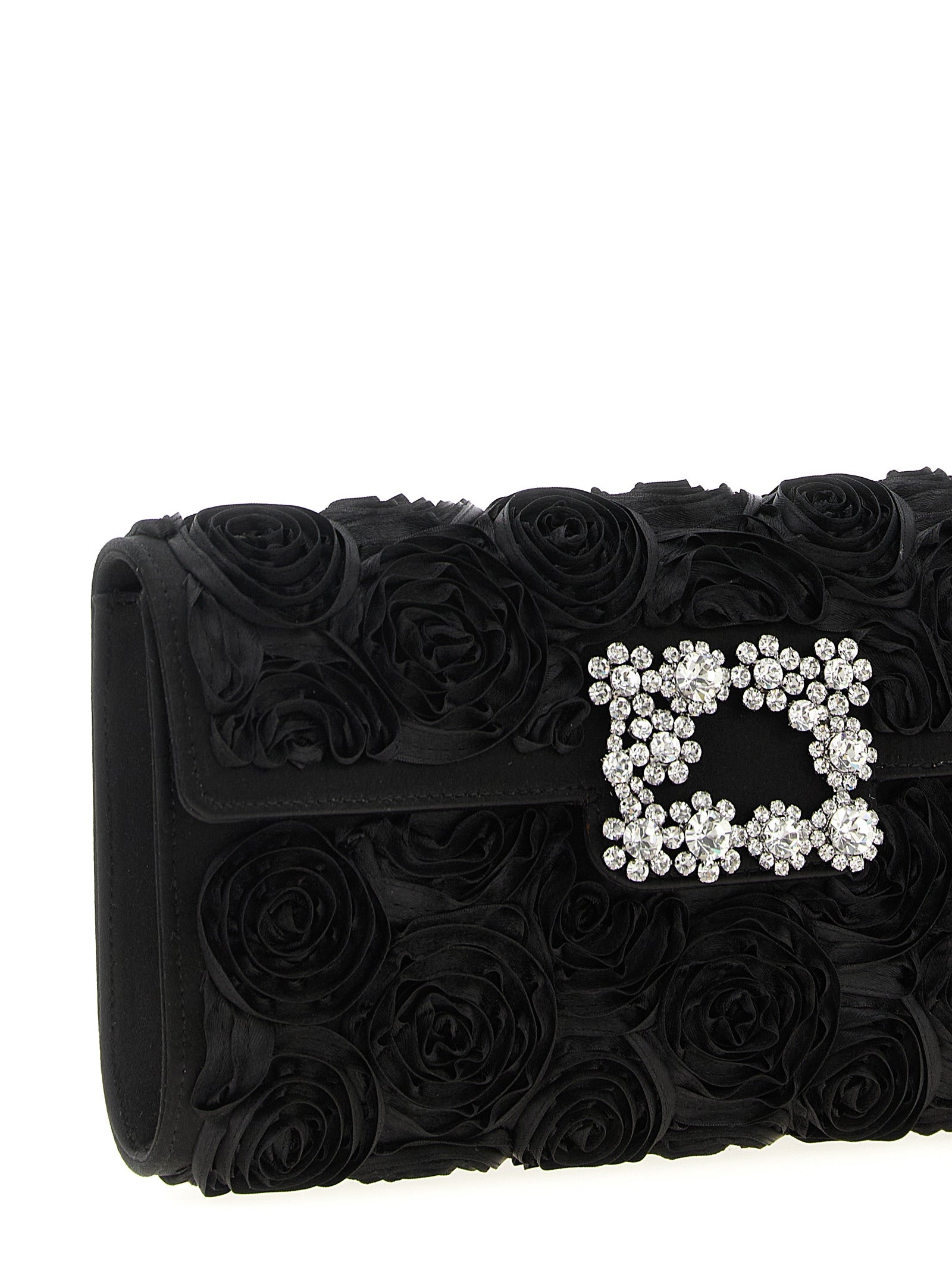 Black Satin Efflorescence Clutch