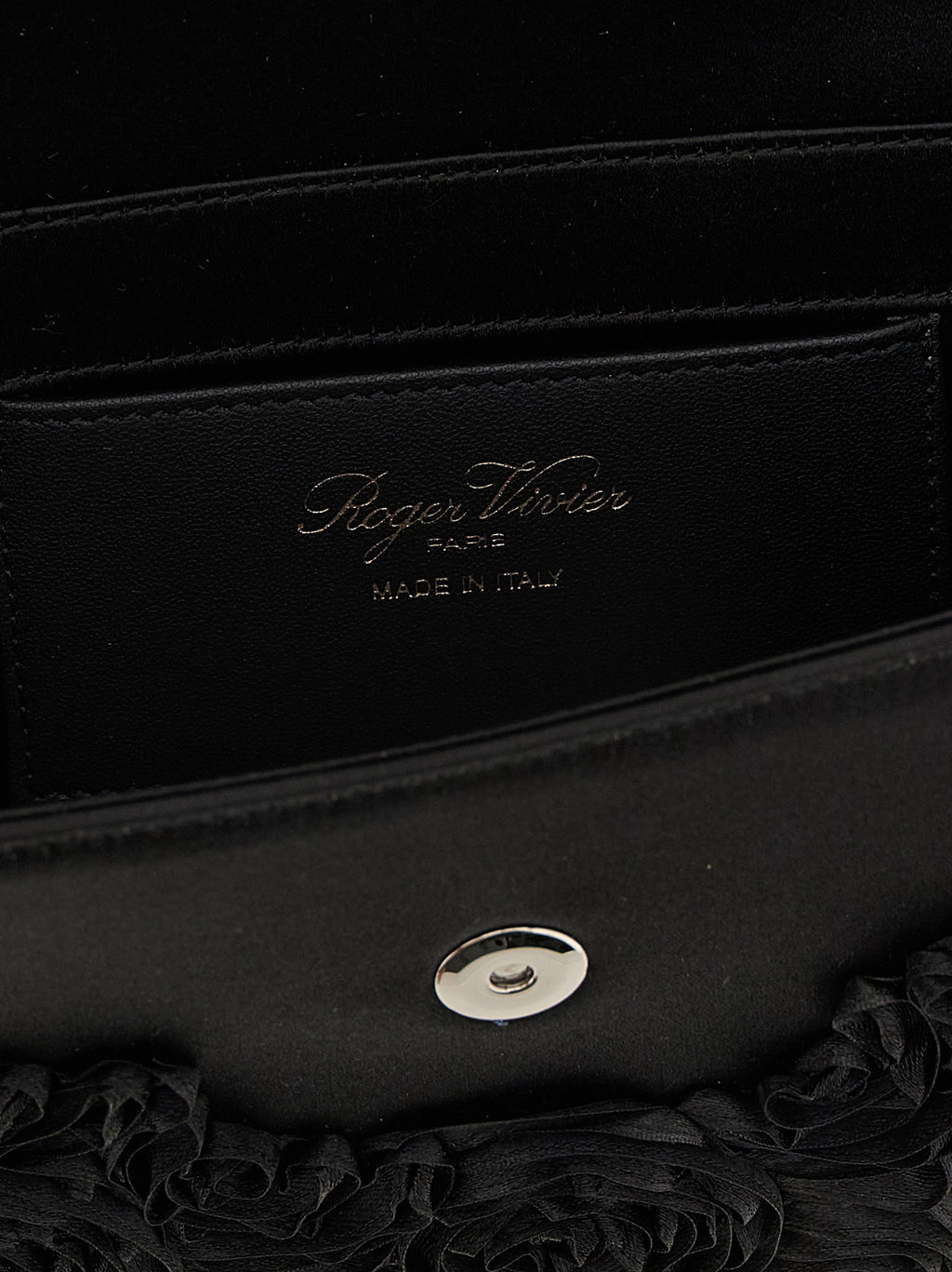 Black Satin Efflorescence Clutch