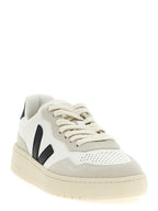 White/Black Hammered Leather V-90 Sneakers