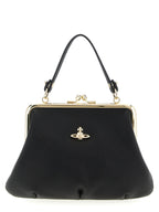 Black Saffiano Leather Granny Frame Handbag