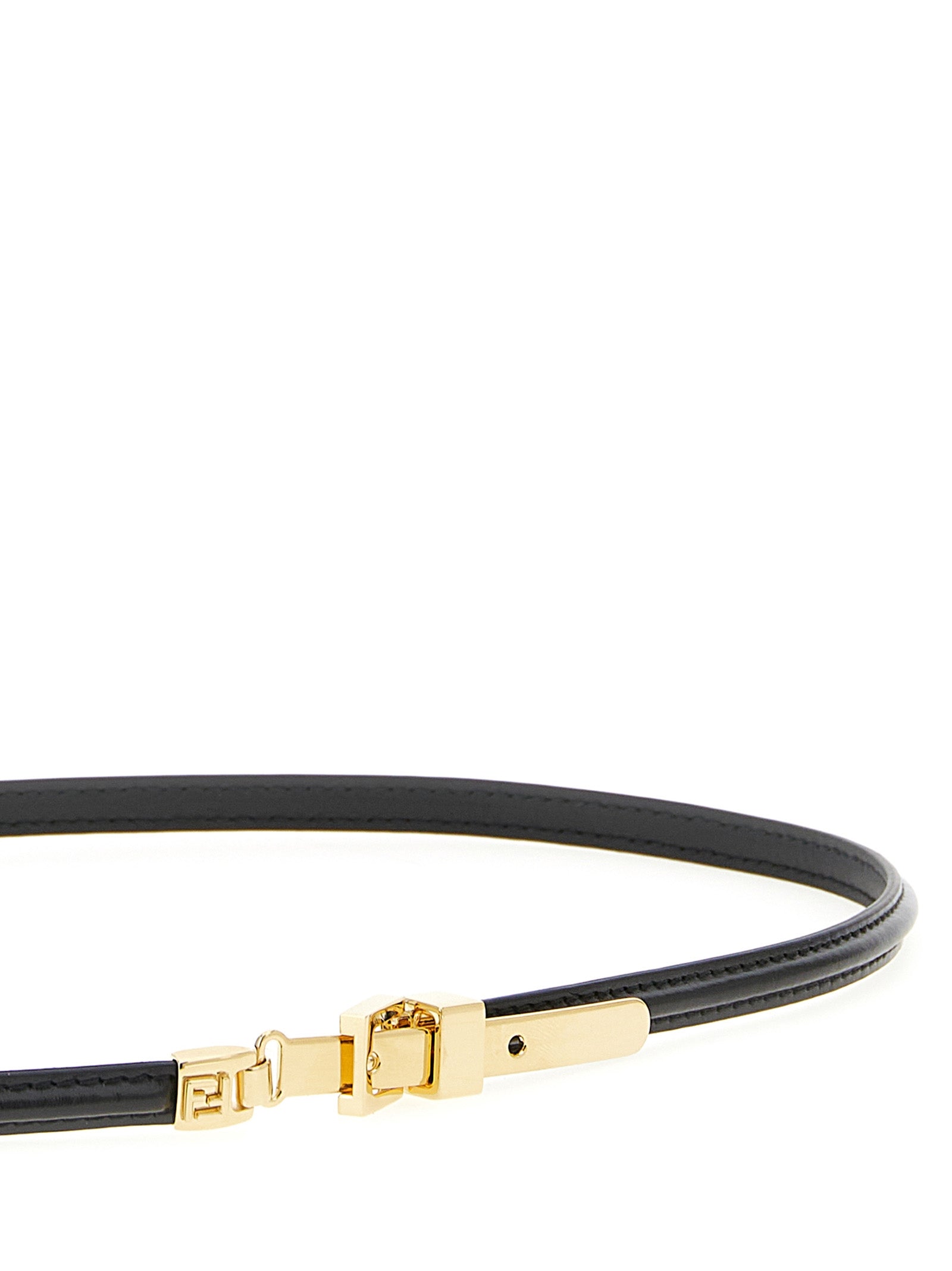Thin Black Calfskin Leather Belt