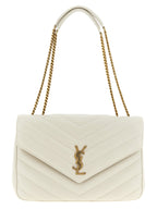 Large Loulou Shoulder Bag in Beige Lamb Leather