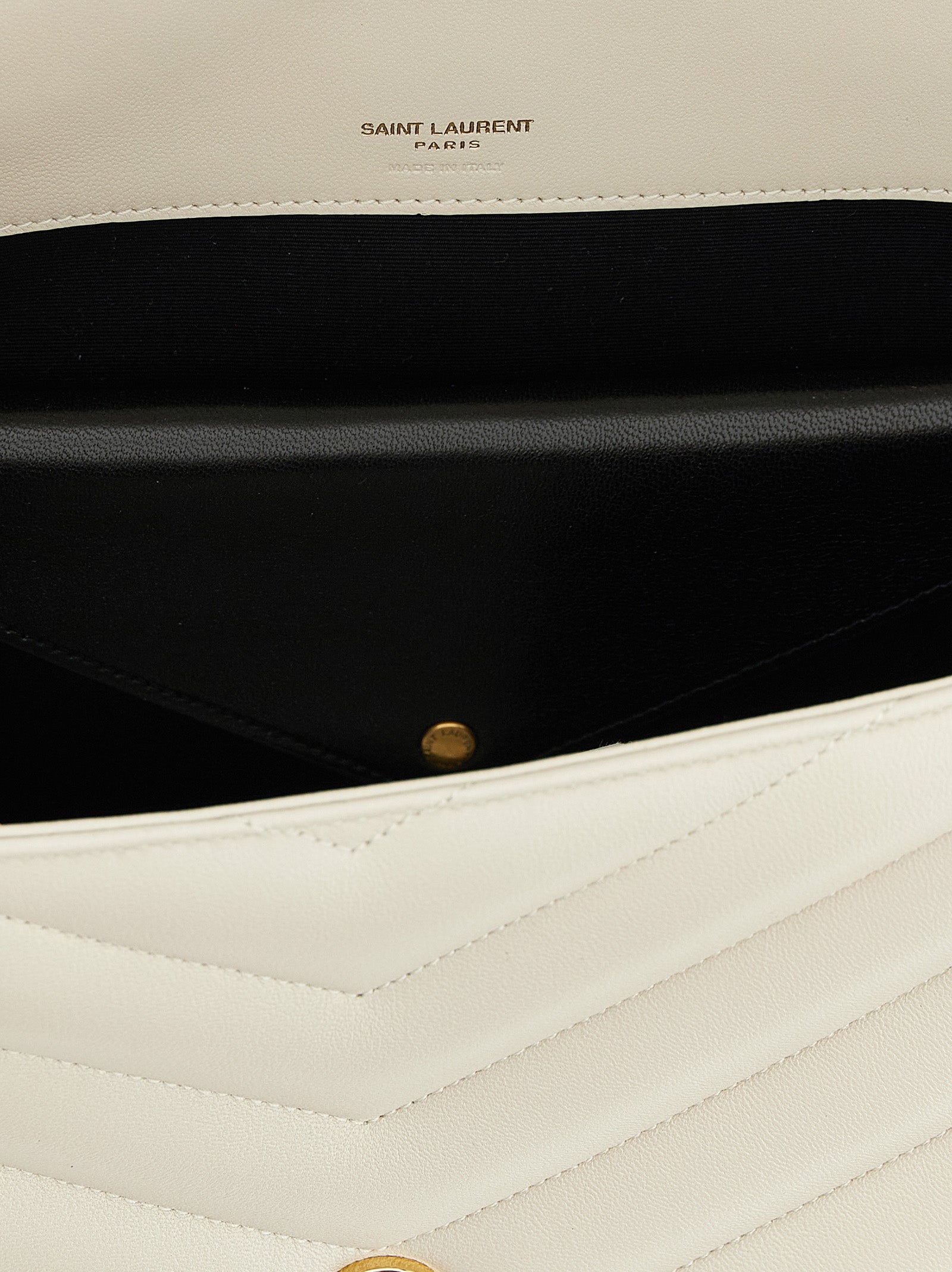 Large Loulou Shoulder Bag in Beige Lamb Leather