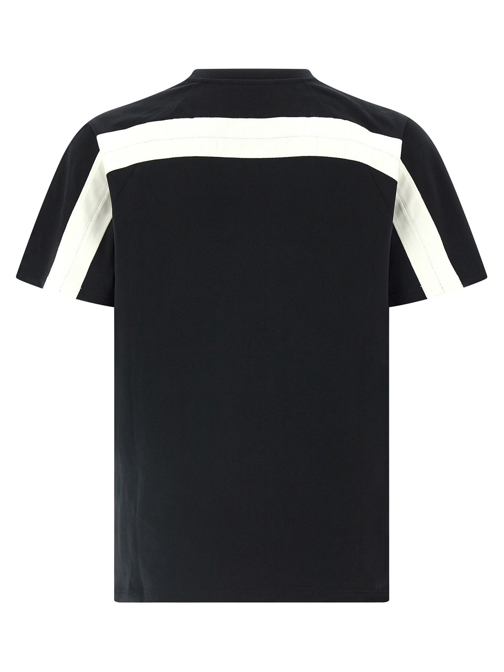 White & Black Cotton T-Shirt With Satin Back Insert