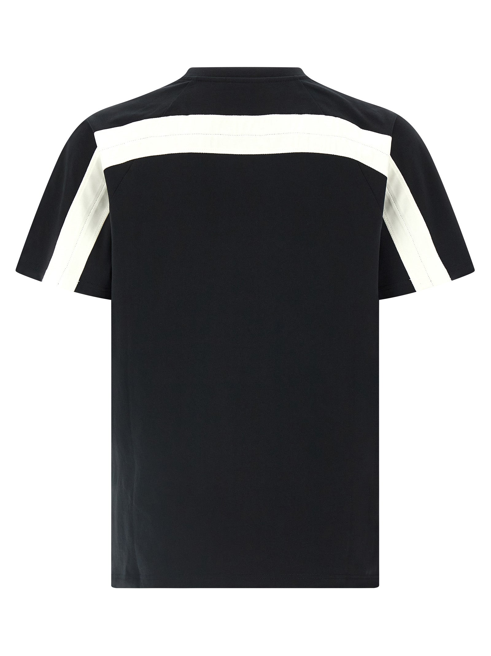 White & Black Cotton T-Shirt With Satin Back Insert