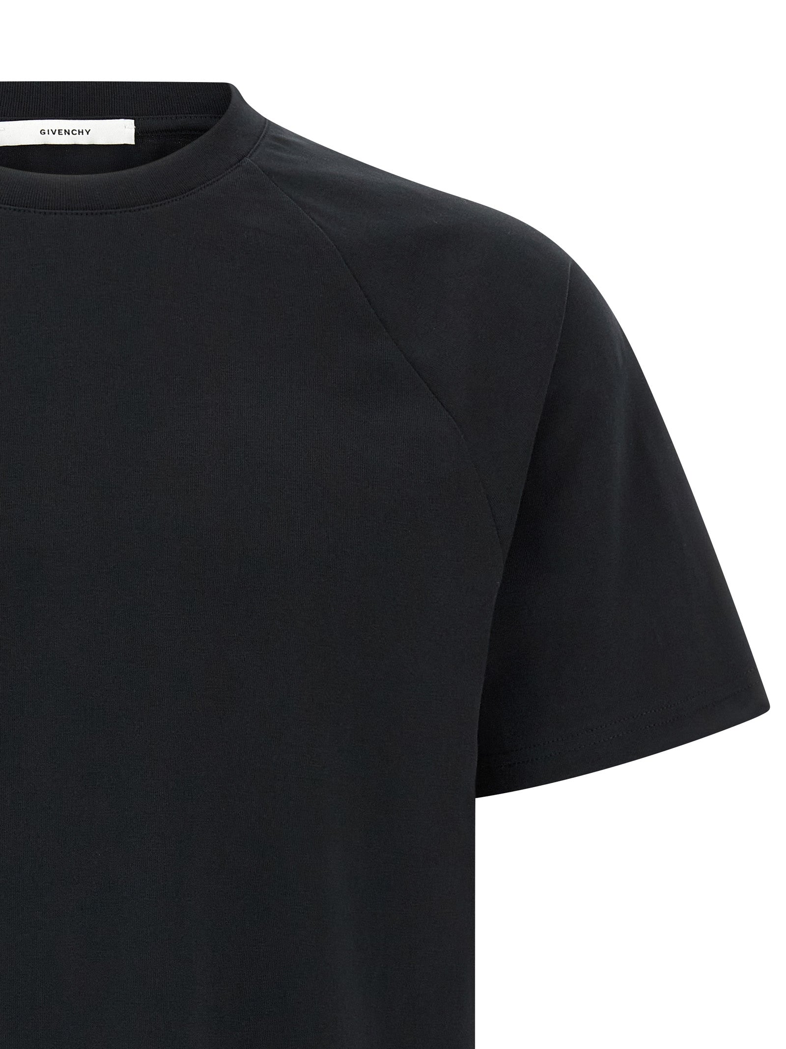 White & Black Cotton T-Shirt With Satin Back Insert