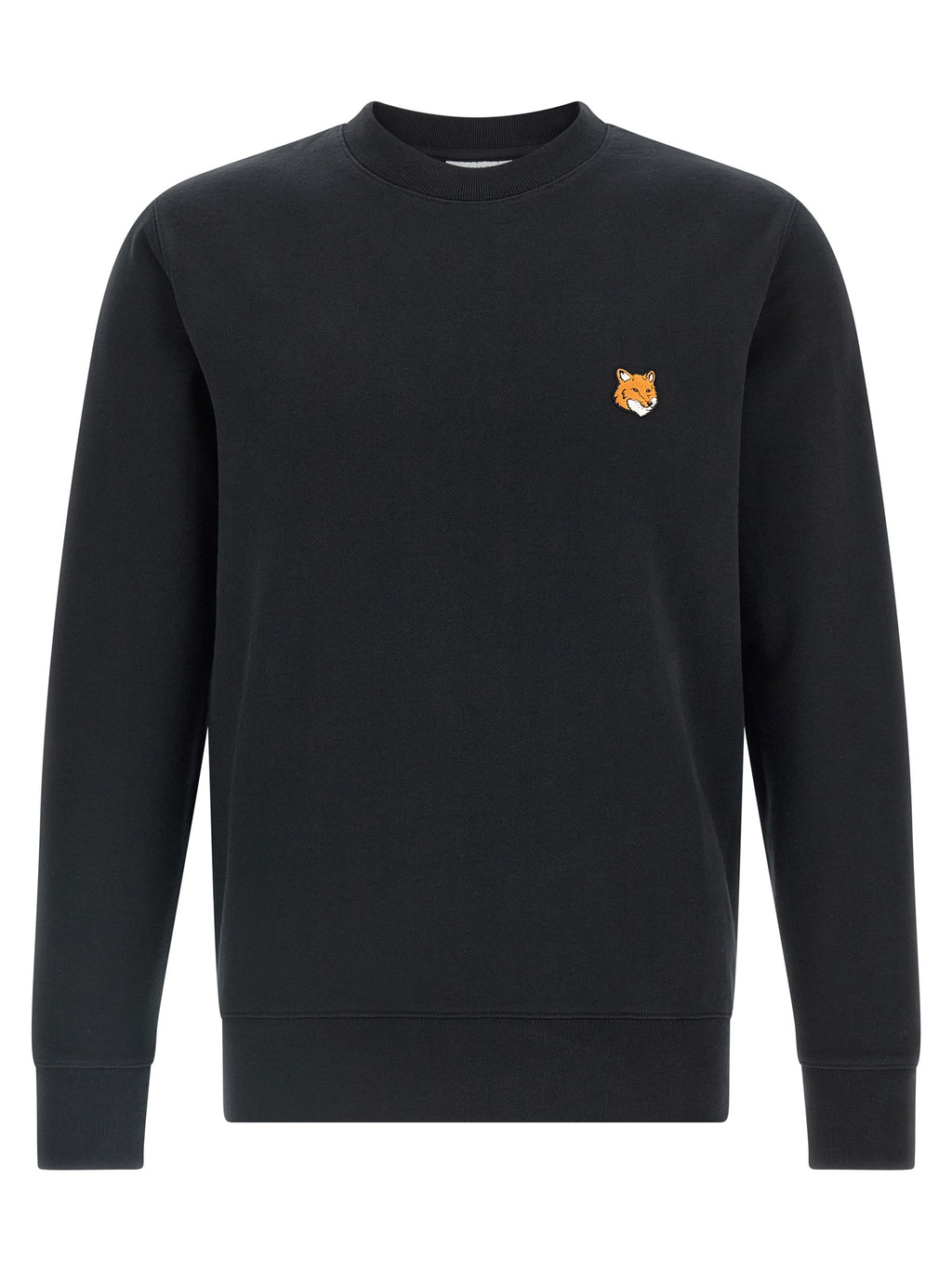 Black Cotton Sweatshirt with Fox Head Patch