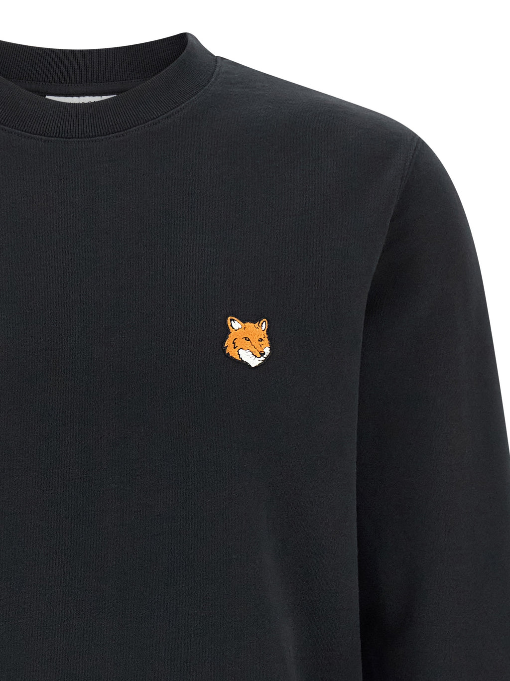 Black Cotton Sweatshirt with Fox Head Patch