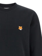 Black Cotton Sweatshirt with Fox Head Patch