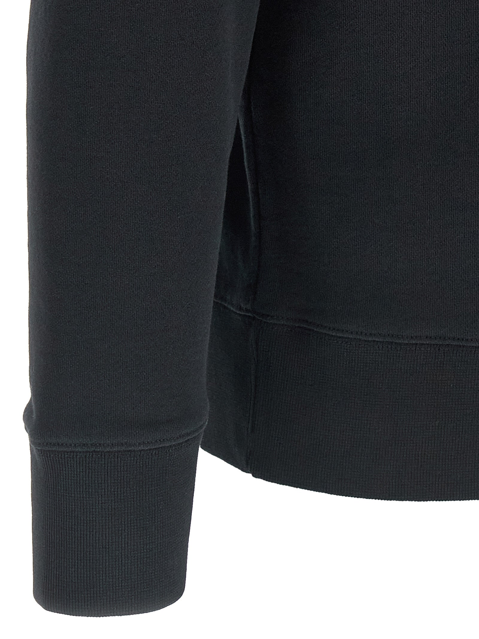 Black Cotton Sweatshirt with Fox Head Patch
