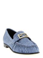 Light Blue Calfskin Baguette Loafers