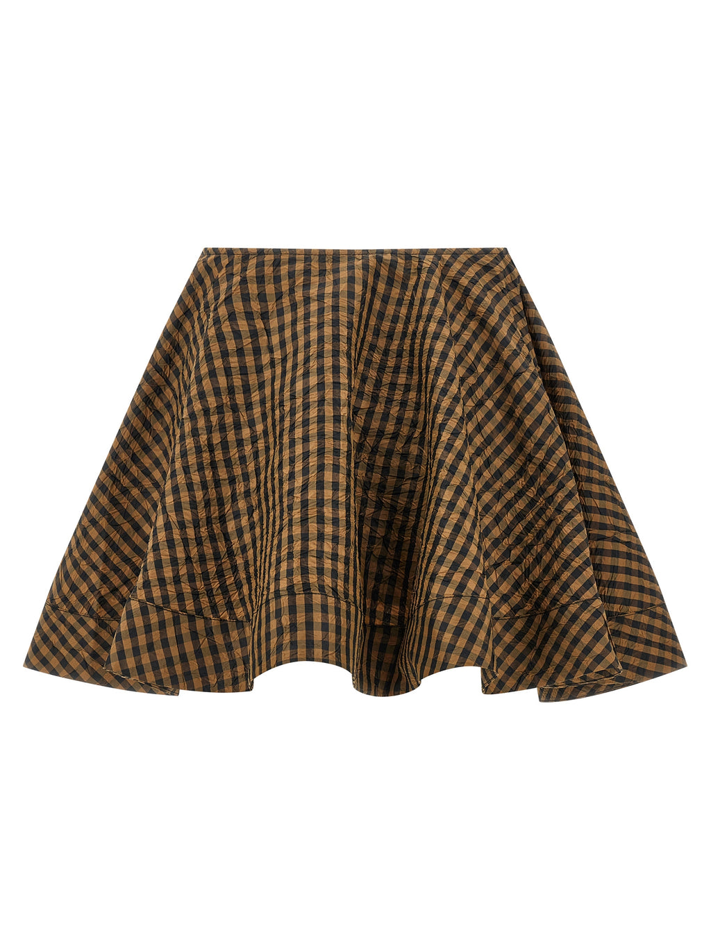 Mini Crinkled Taffetà Check Skirt in Recycled Polyester