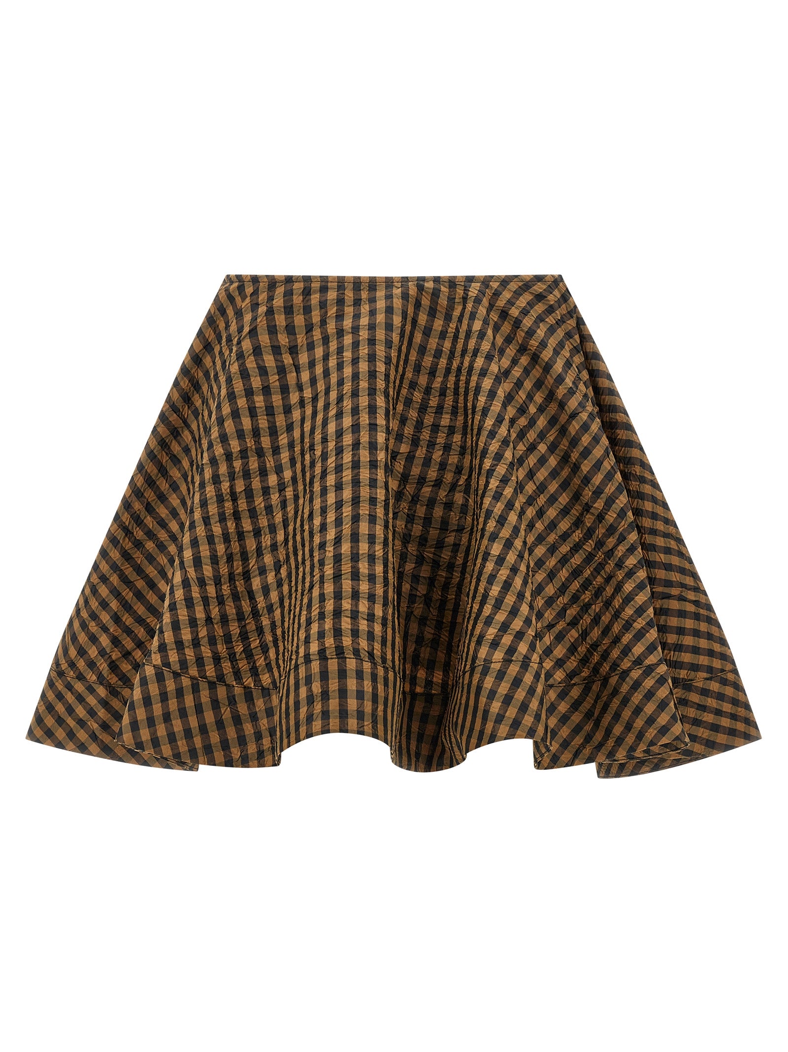 Mini Crinkled Taffetà Check Skirt in Recycled Polyester