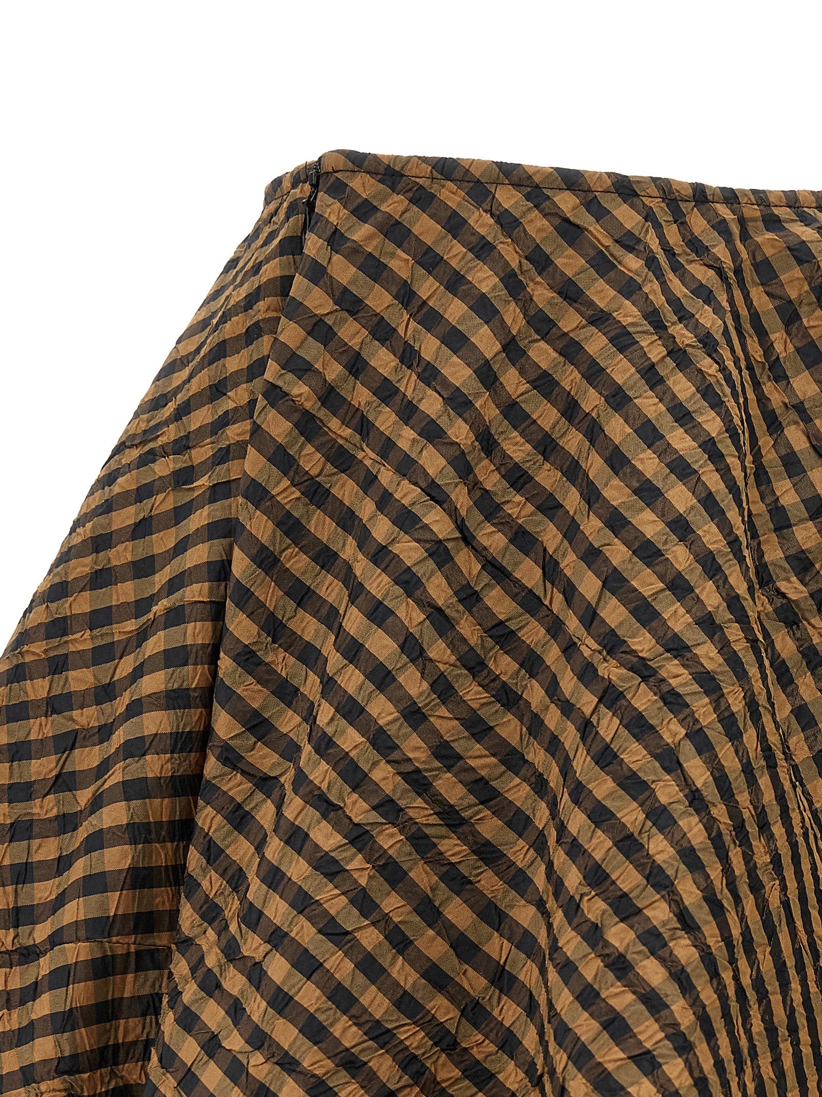 Mini Crinkled Taffetà Check Skirt in Recycled Polyester