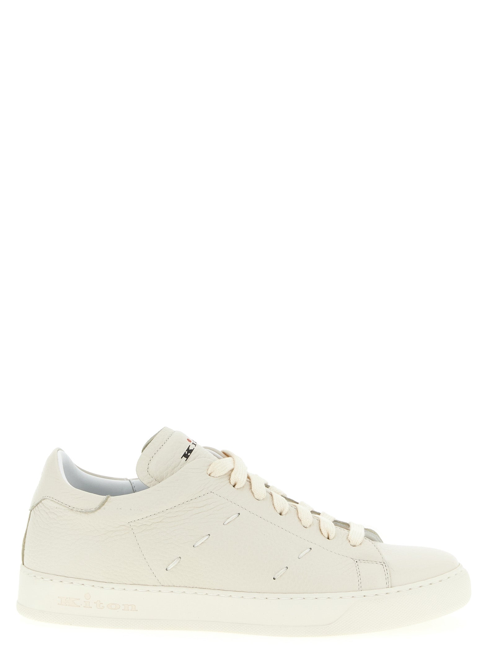 White Hammered Deer Leather Low-Top Sneakers