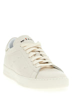 White Hammered Deer Leather Low-Top Sneakers