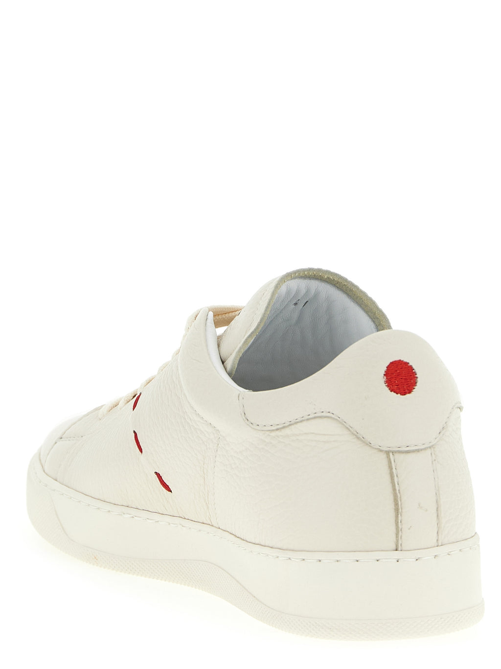 White Hammered Deer Leather Low-Top Sneakers