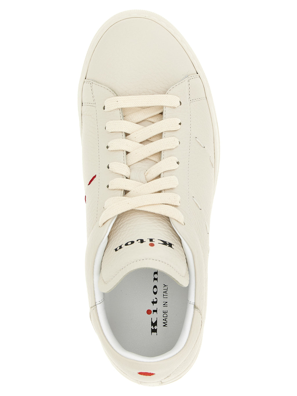 White Hammered Deer Leather Low-Top Sneakers