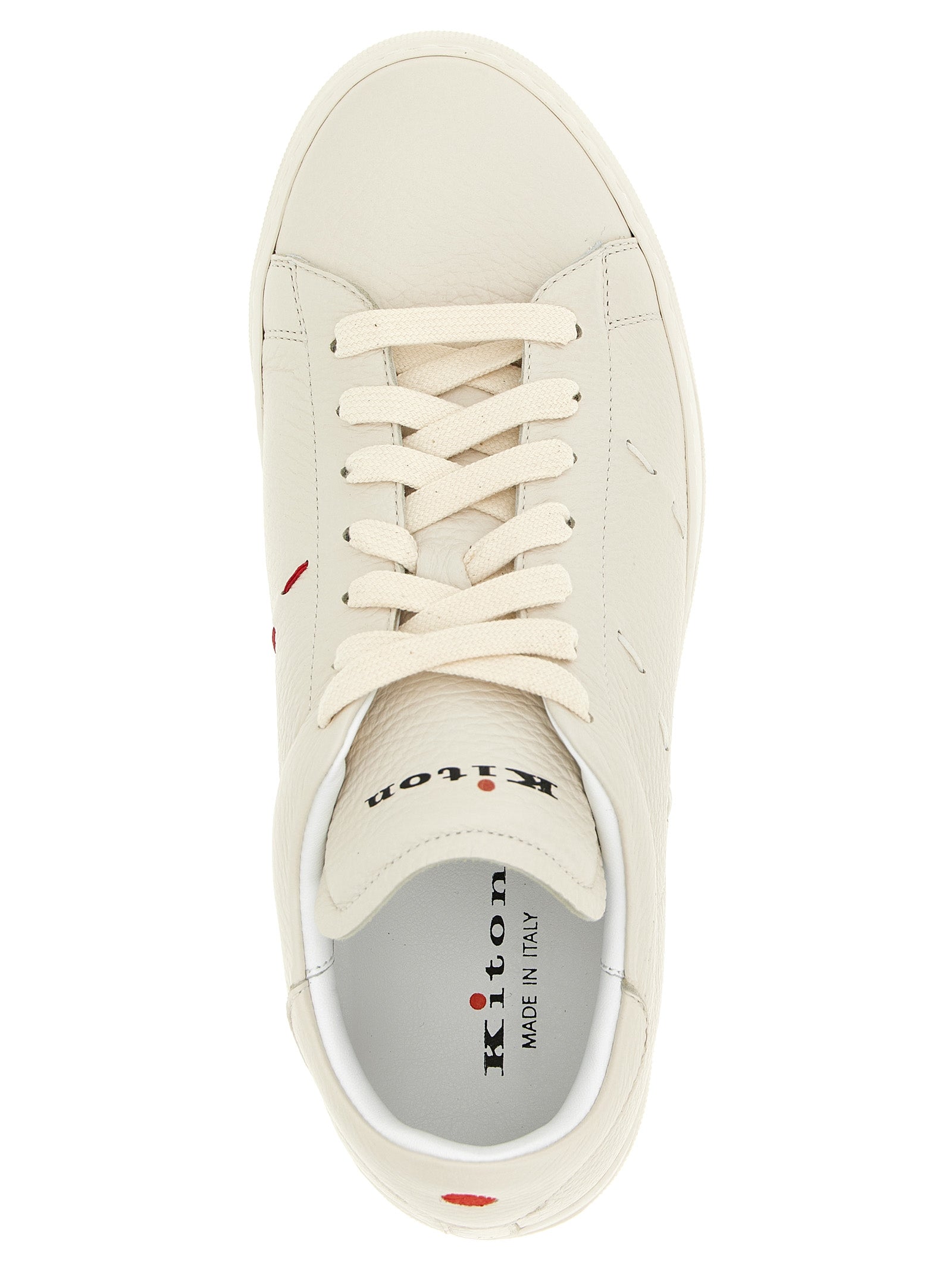 White Hammered Deer Leather Low-Top Sneakers