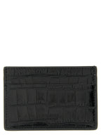 Black Calfskin Crocodile-Print Cardholder