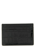 Black Calfskin Crocodile-Print Cardholder