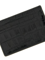 Black Calfskin Crocodile-Print Cardholder