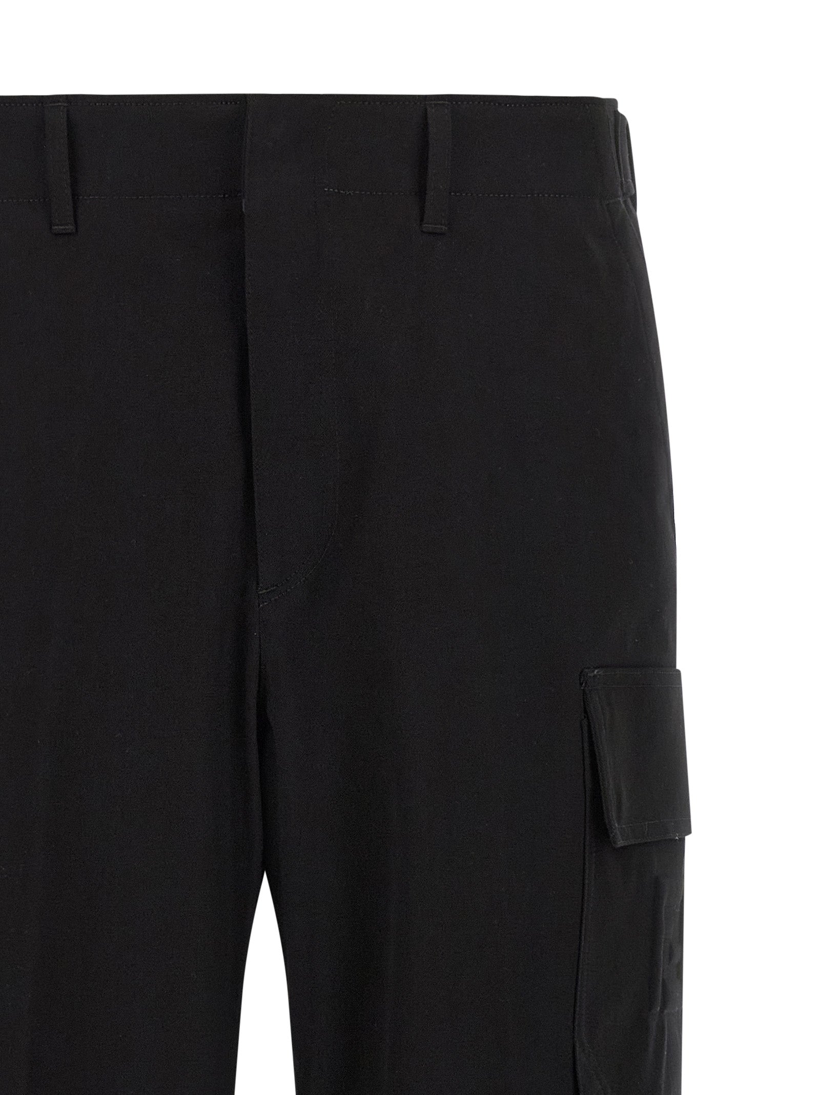 Black Premium Cotton Gabardine Cargo Pants