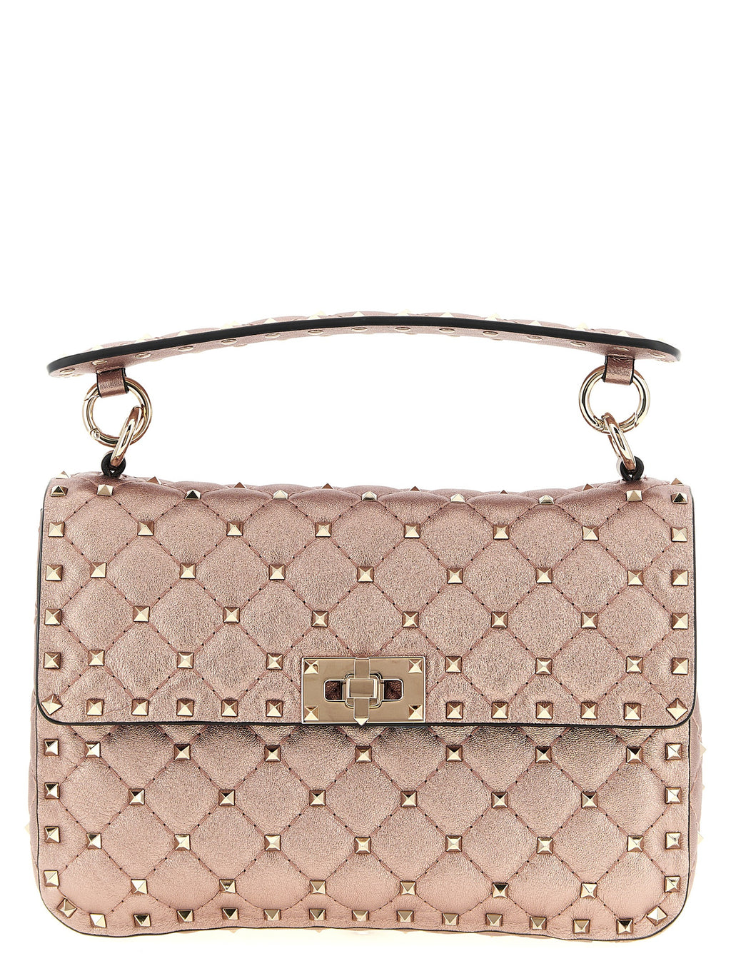 Lamb Leather Rockstud Spike Shoulder Bag