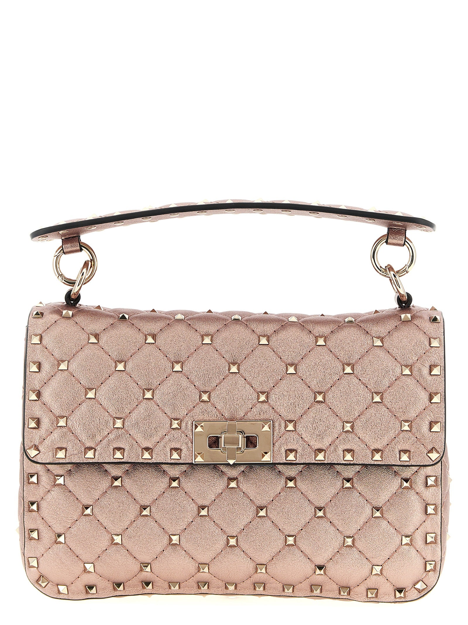 Lamb Leather Rockstud Spike Shoulder Bag
