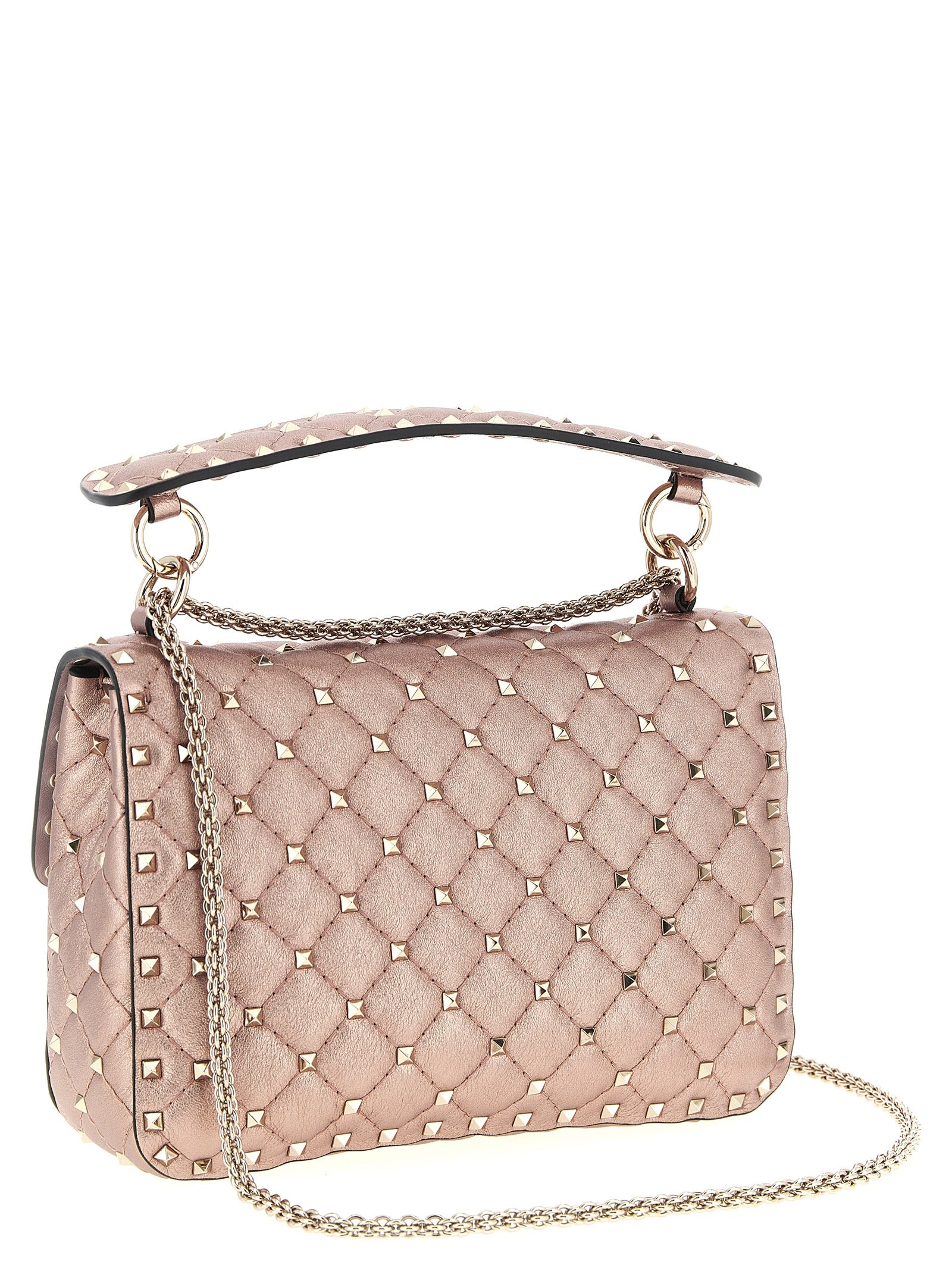 Lamb Leather Rockstud Spike Shoulder Bag
