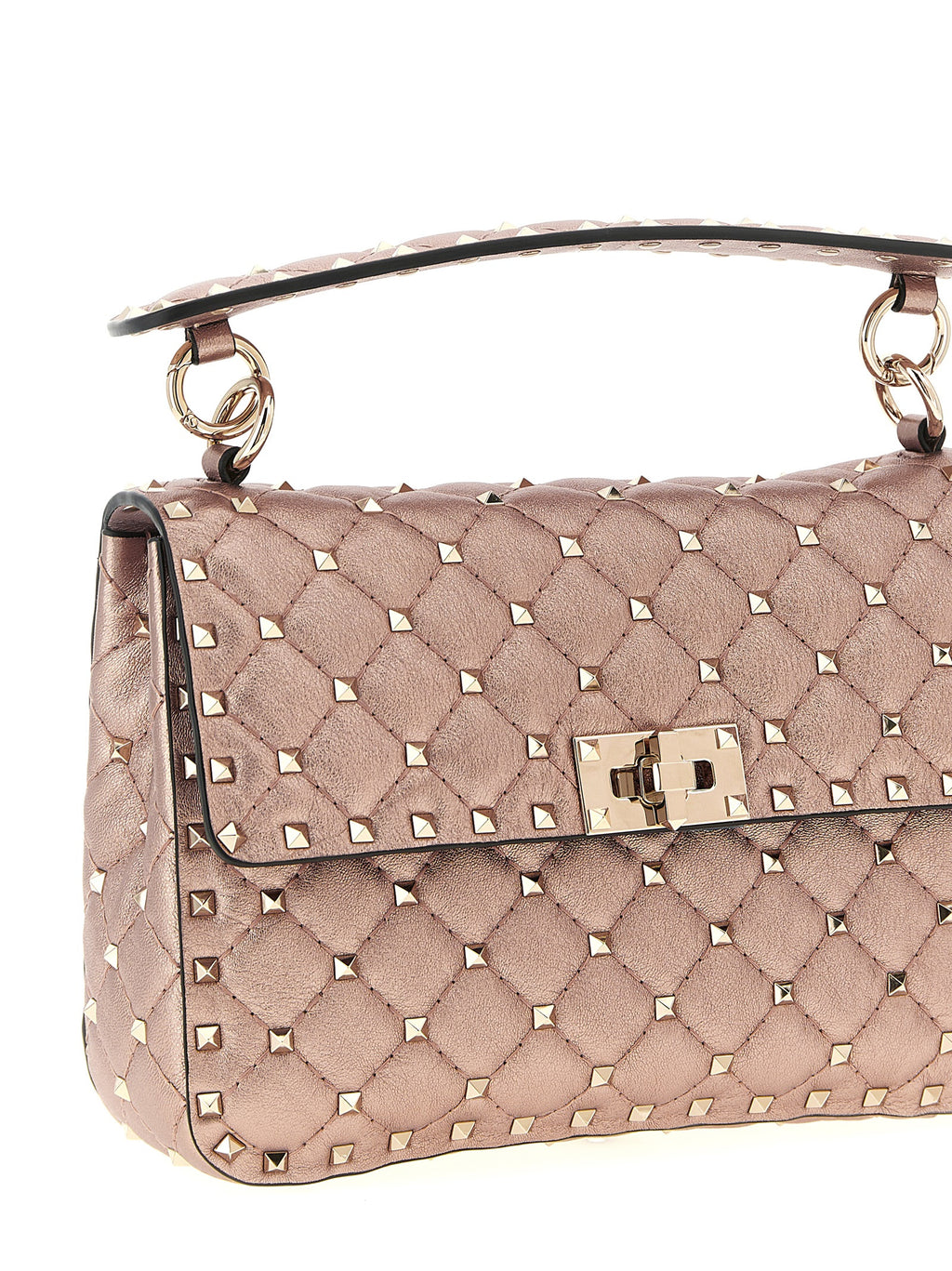 Lamb Leather Rockstud Spike Shoulder Bag