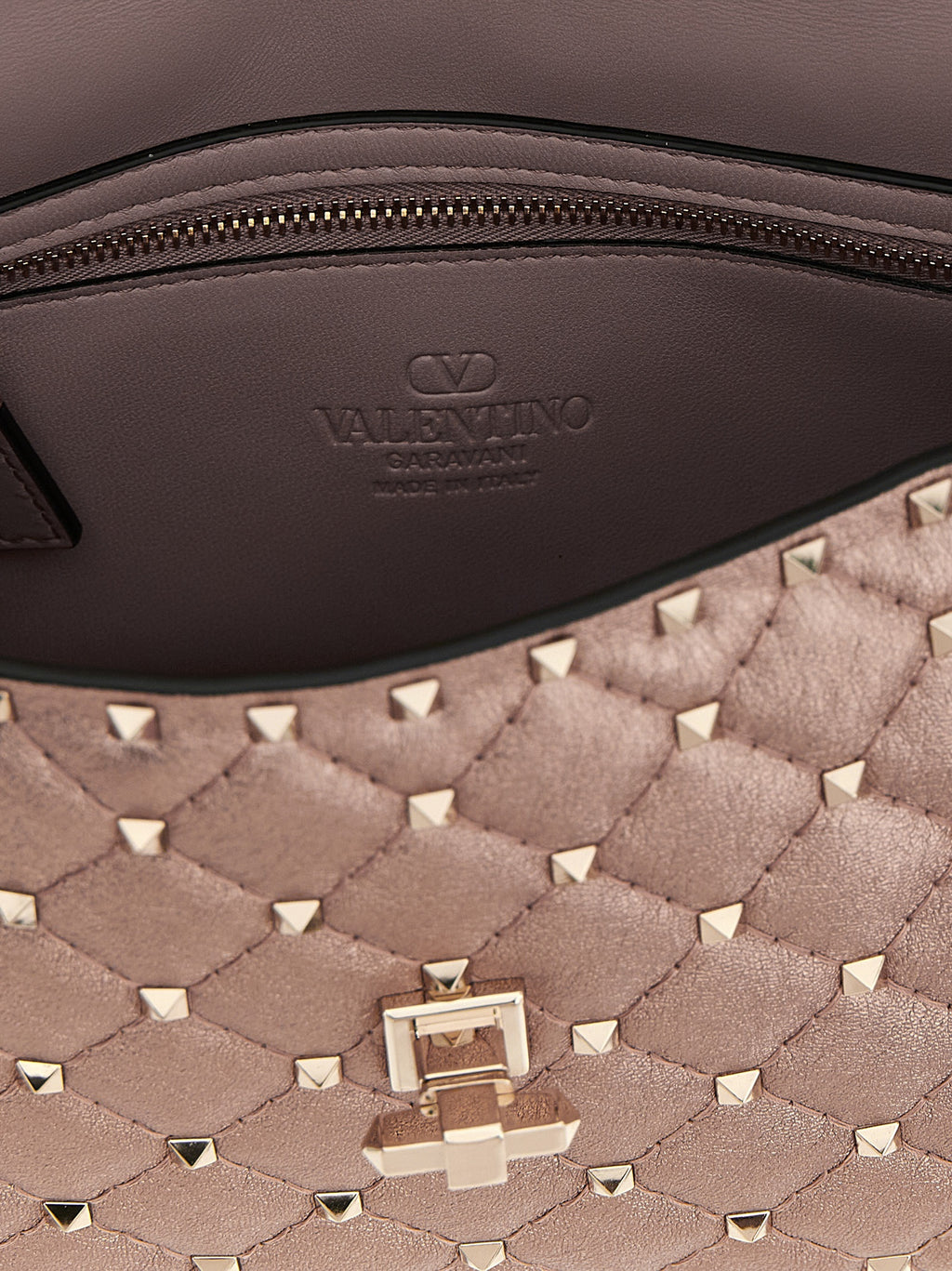Lamb Leather Rockstud Spike Shoulder Bag